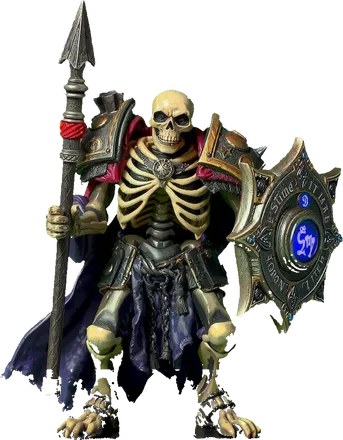 Bone guard, a skeleton with spear and shield