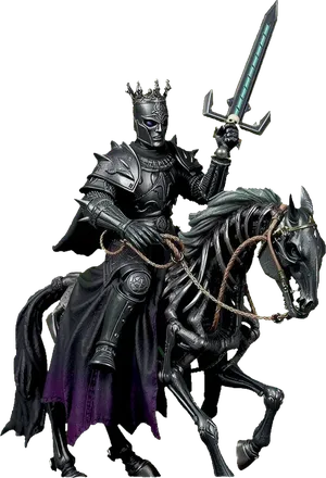 The Death knight, a hero in black armour on a skeletal horse