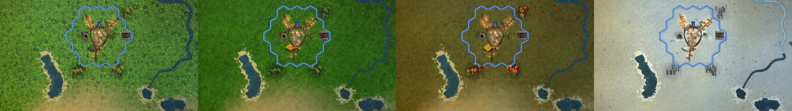 The same land in spring, summer, autumn and winter
